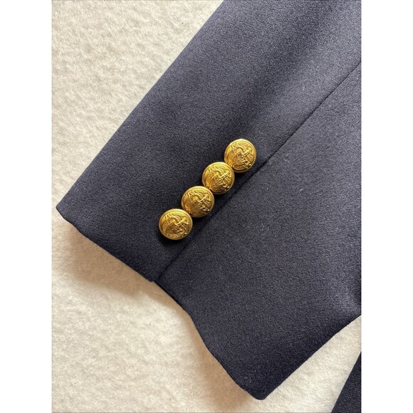 Vintage Ralph Lauren Women Navy Gold Button Dbl Breasted Blazer Sz 14 USA Made - Picture 5 of 8
